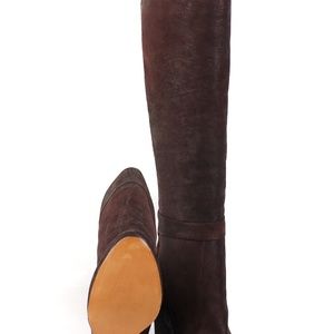 Mark & James Badgley Mischka Fred Coconut Dark Brown Wedge Knee High Boots NEW